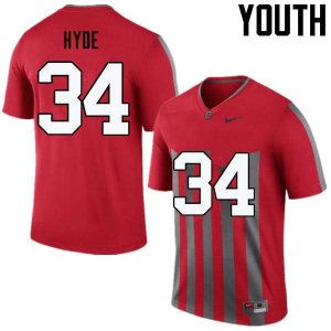 Youth Ohio State Buckeyes #34 Carlos Hyde Throwback Nike NCAA College Football Jersey Trade UWJ6844JO